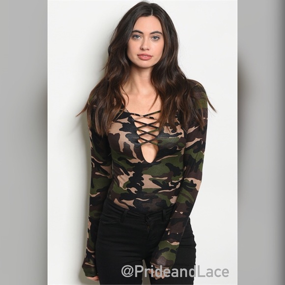 Tops - LAST 1 🍁Olive Camo Bodysuit🍁